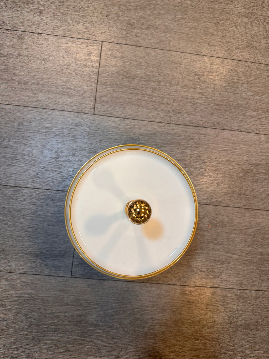 Two-Tier Decorative Serving Stand with White Plates and Gold-Tone Handle