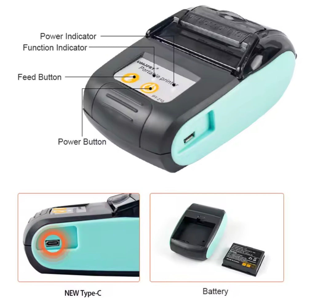 PT-210 Portable Thermal Printer